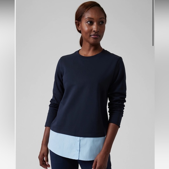 Athleta Gallery 2.0 Top Navy Blue Two Layer top - Picture 2 of 8